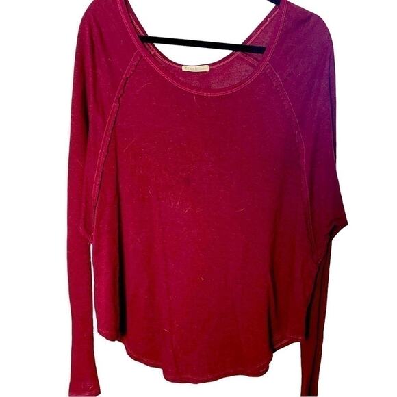 Fresh Laundry Exposed Seams LS Tee, Red, Casual, Weekend, Lounge, OVERSIZED XS - Picture 1 of 5